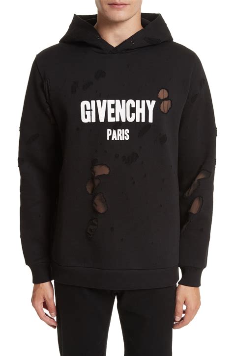 givenchy distressed logo print sweatshirt|givenchy distressed hoodie mockup.